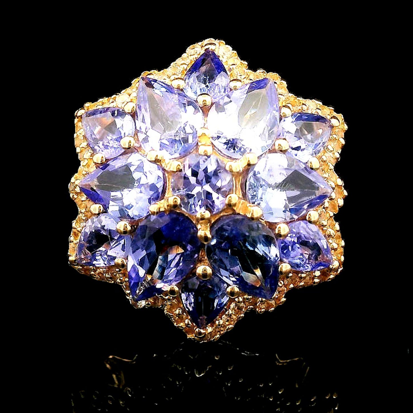 3.59 Ct Pear Tanzanite 14K Gold Ring