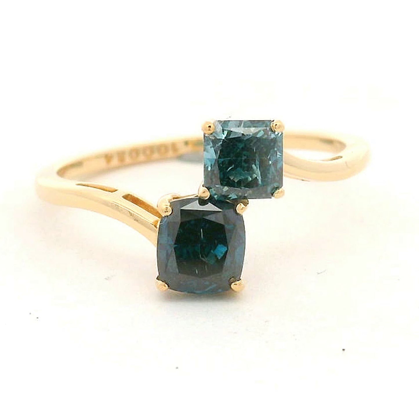 1.20 Ct Cushion Blue Diamond 14K Gold Ring