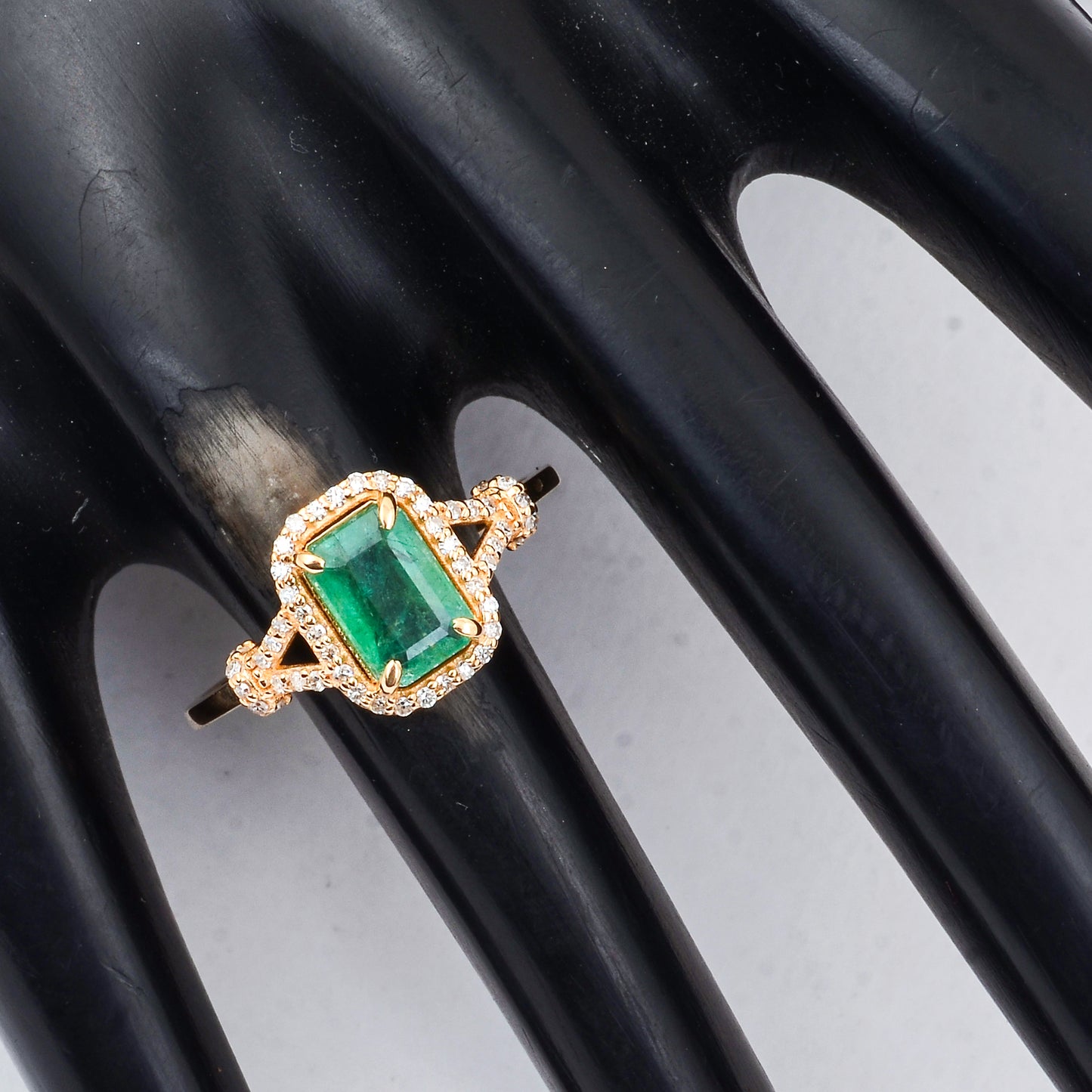 1.20 Ct Octagon Step Cut Natural Emerald 14K Gold Ring