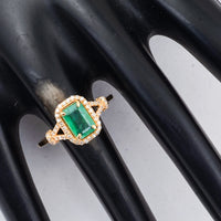 1.20 Ct Octagon Step Cut Natural Emerald 14K Gold Ring