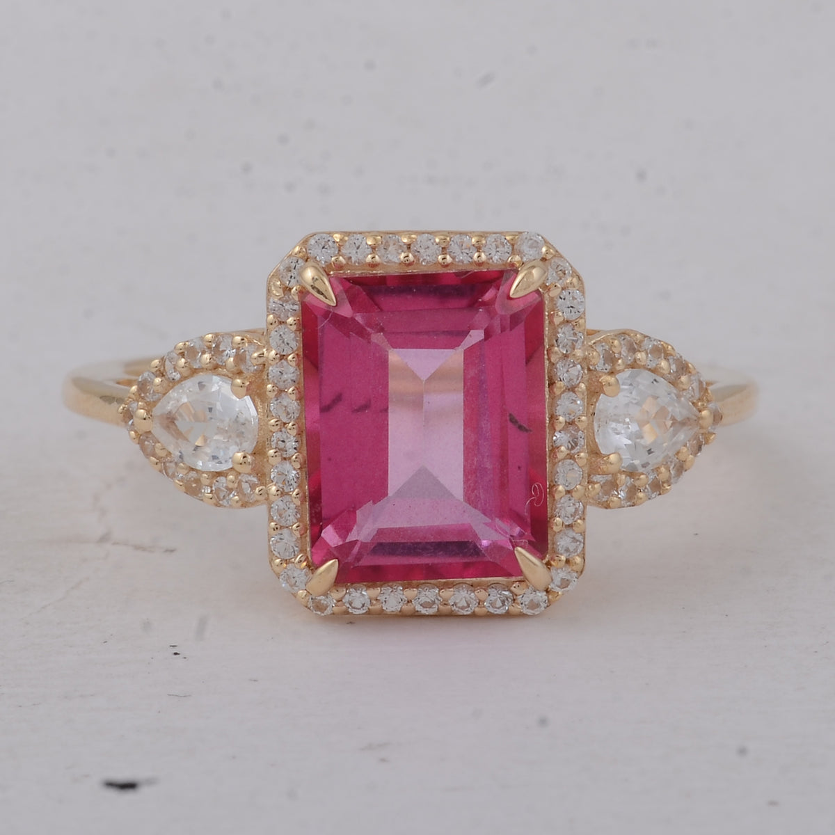3.57 Ct Octagon Pink Topaz 9K Gold Ring