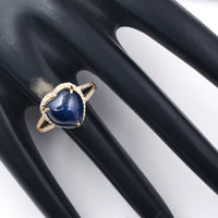 6.11 Ct Heart Cabochon Natural Sapphire 14K Gold Ring