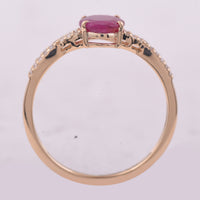 1.18 Ct Oval Mixed Cut Natural Ruby 14K Gold Ring