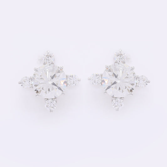 3.84 Carats Lab Grown Diamond 14K Gold Earrings