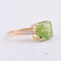 5.15 Ct Octagon Step Cut Natural Peridot 14K Gold Ring
