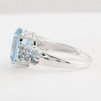 6.34 Ct Oval Swiss Blue Topaz 925 Sterling Silver Ring