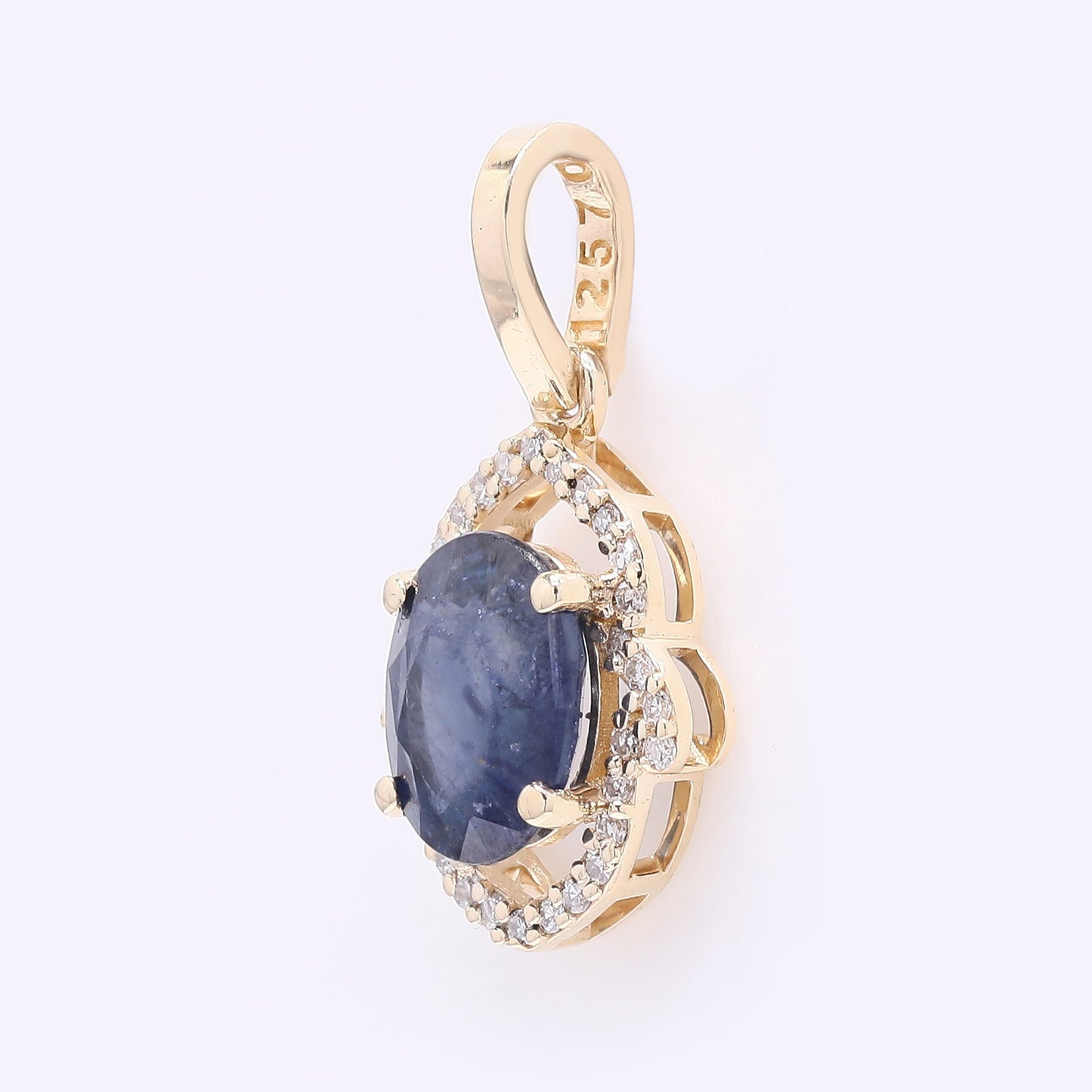 1.83 Ct Oval Mixed Cut Natural Sapphire 14K Gold Pendant