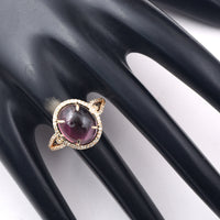 5.57 Ct Oval Cabochon Cut Natural Pink Tourmaline 14K Gold Ring