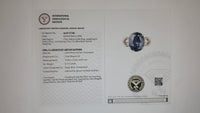6.30 Ct Oval Mixed Cut Lab Grown Sapphire 14K Gold Ring