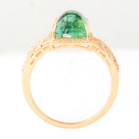 4.31 Ct Cushion Cabochon Cut Natural Tourmaline 14K Gold Ring
