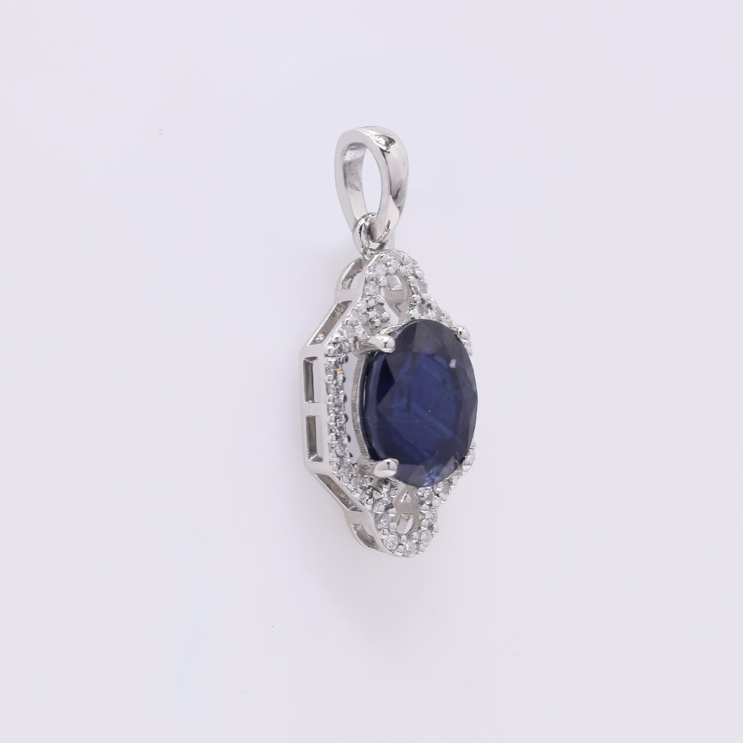 2.09 Ct Oval Mixed Cut Natural Sapphire 950 Platinum Pendant
