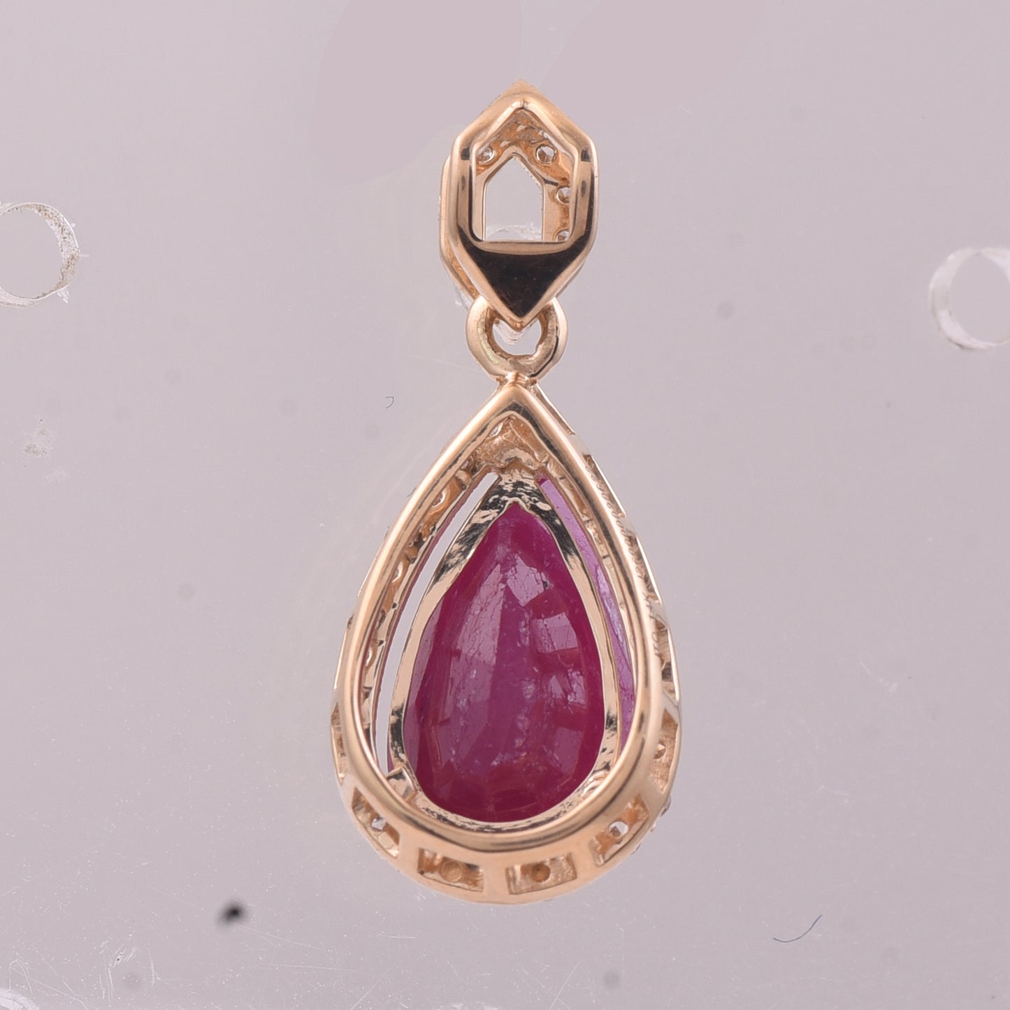 2.31 Ct Pear Mixed Cut Natural Ruby 14K Gold Pendant