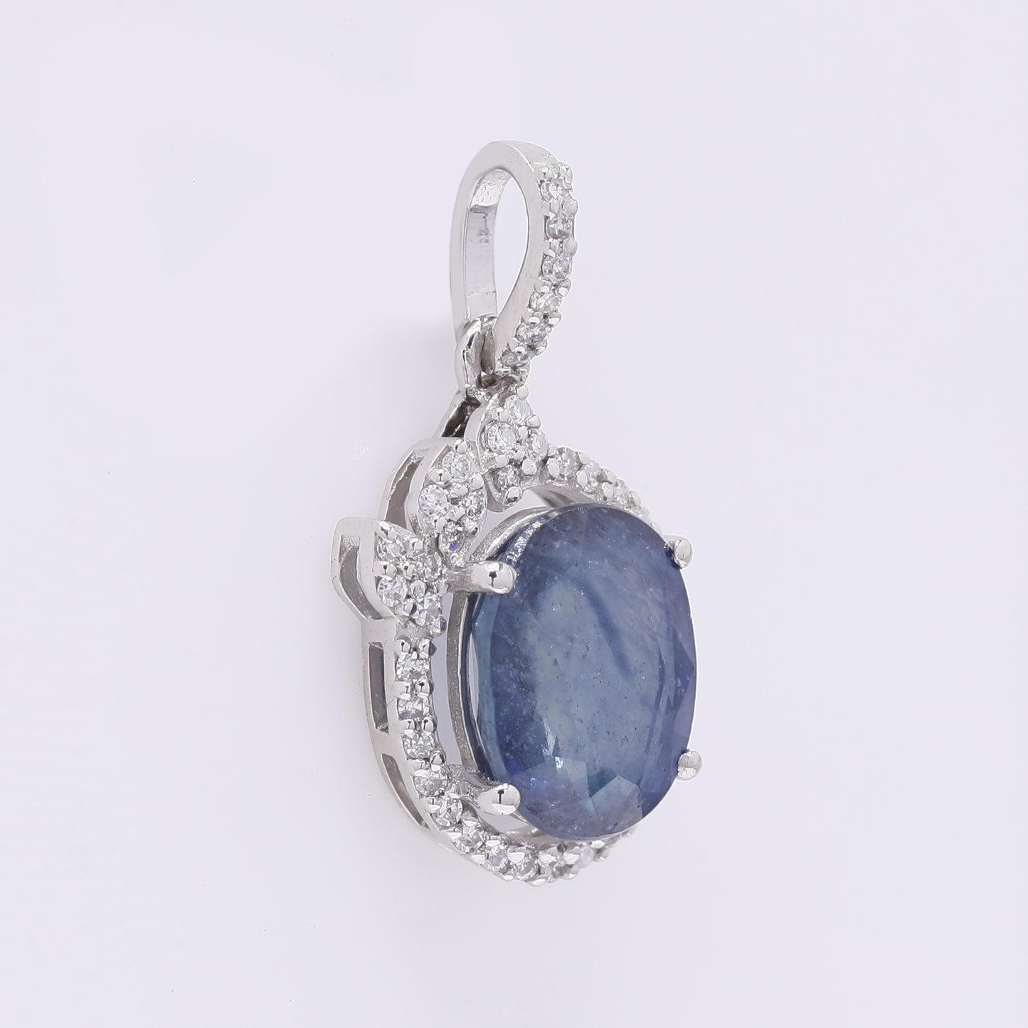 2.79 Ct Oval Mixed Cut Natural Sapphire 950 Platinum Pendant