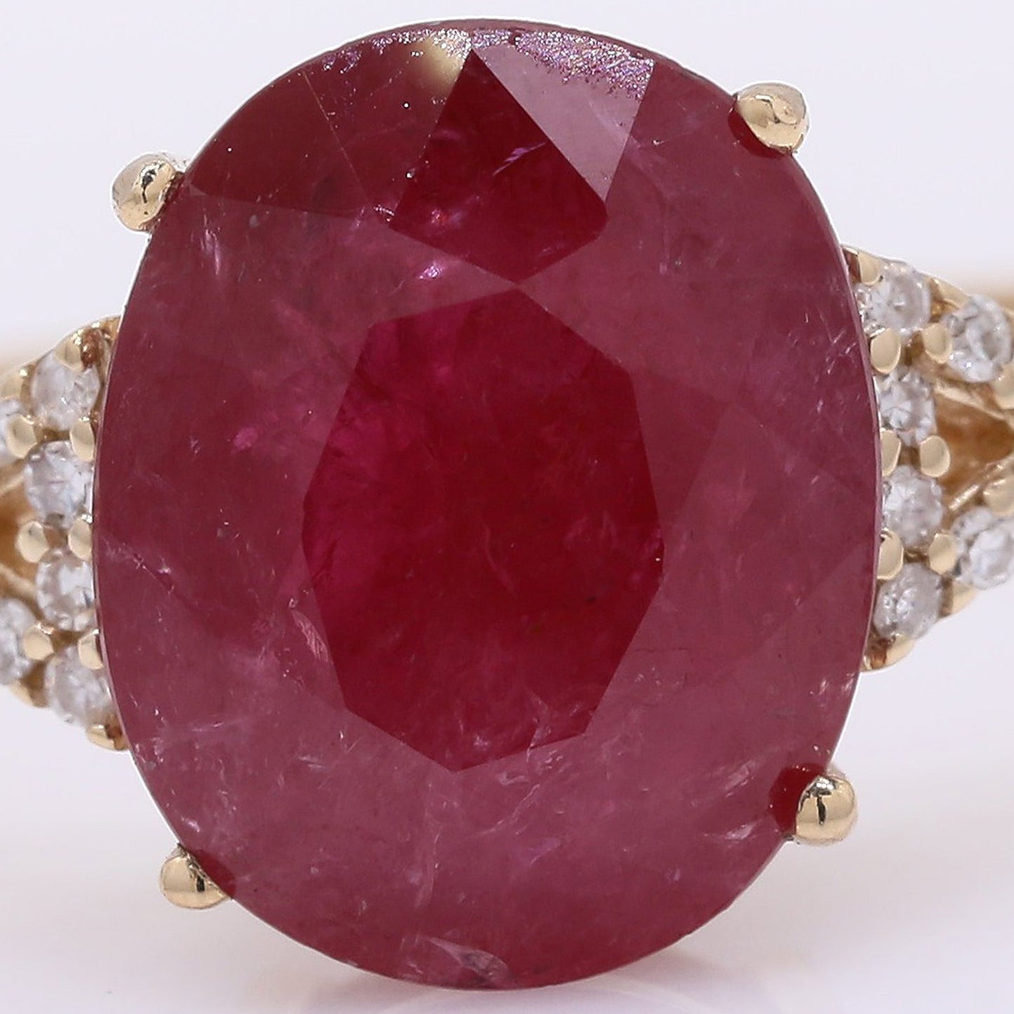 3.50 Ct Oval Mixed Cut Natural Ruby 14K Gold Ring