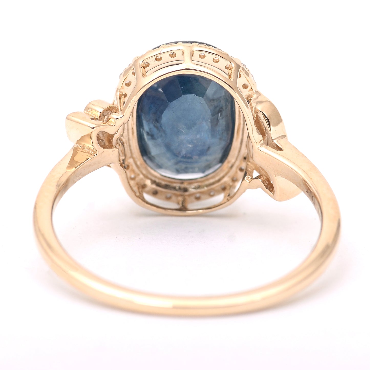 3.70 Ct Oval Mixed Cut Natural Sapphire 14K Gold Ring