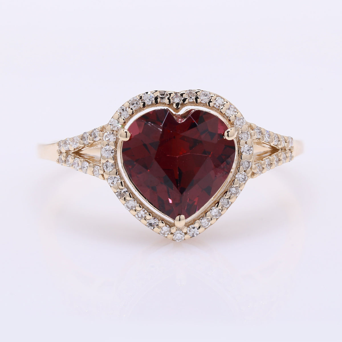 2.38 Ct Heart Mixed Cut Natural Garnet 14K Gold Ring