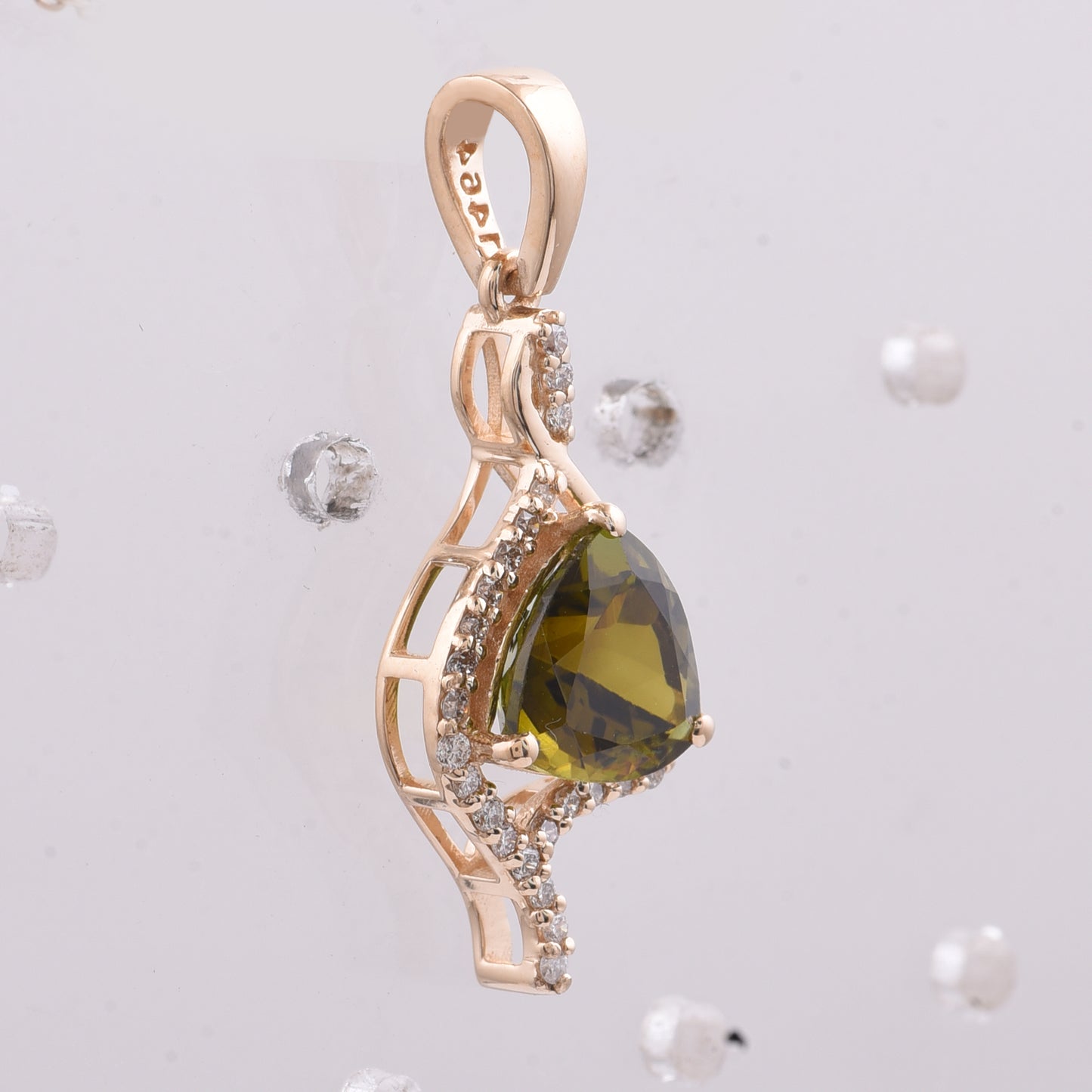 1.55 Ct Triangle Natural Tourmaline 14K Gold Pendant