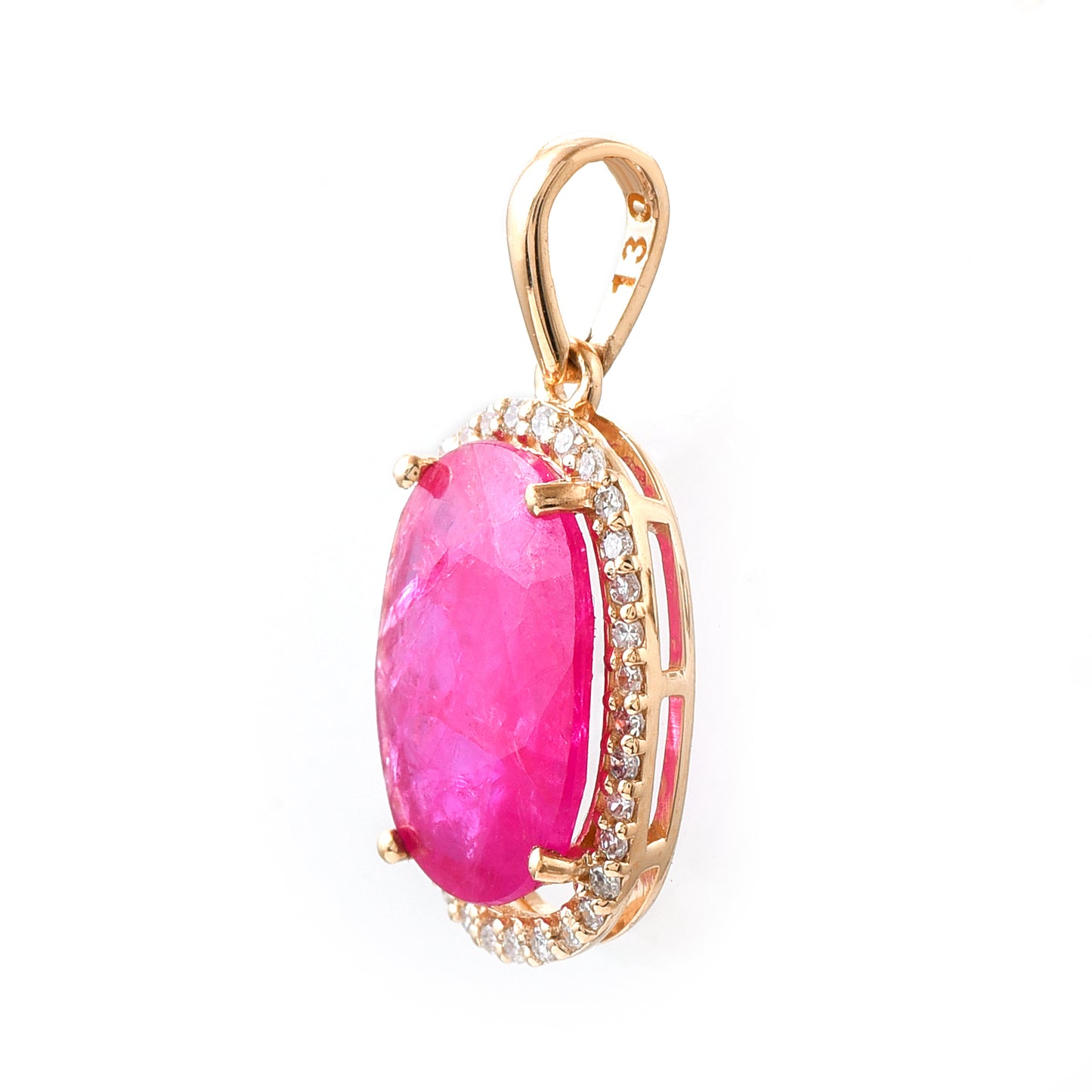 2.79 Ct Oval Mixed Cut Natural Ruby 14K Gold Pendant