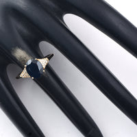 2.49 Ct Oval Mixed Cut Natural Sapphire 14K Gold Ring