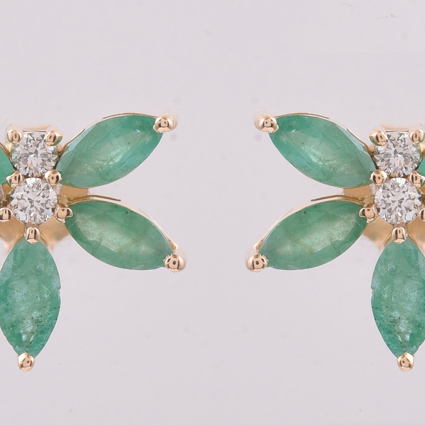 1.56 Ct Marquise Natural Emerald 14K Gold Earrings