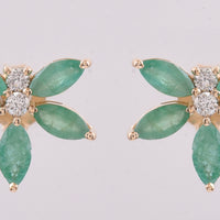 1.56 Ct Marquise Natural Emerald 14K Gold Earrings