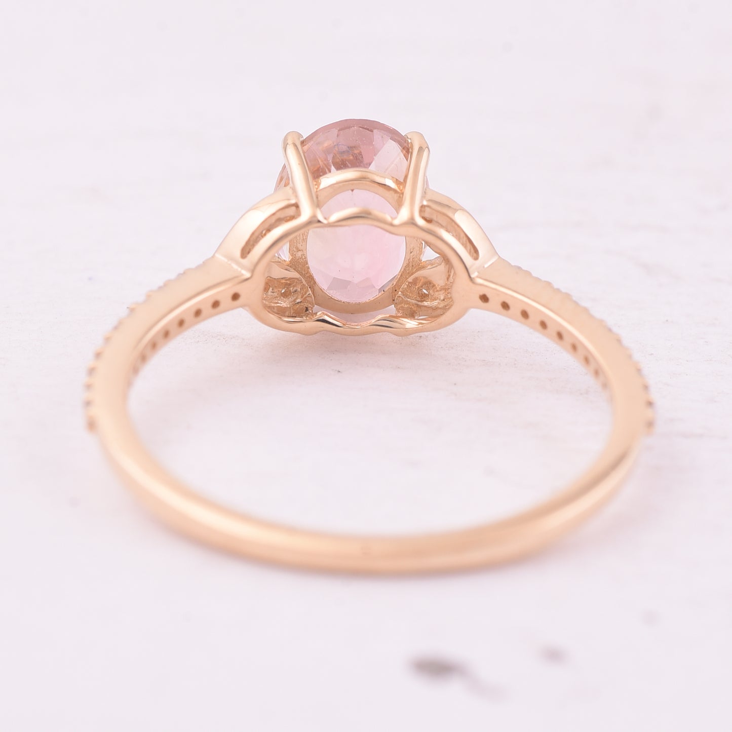 1.49 Ct Oval Mixed Cut Natural Pink Tourmaline 14K Gold Ring