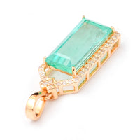 3.08 Ct Rectangle Step Cut Natural Emerald 14K Gold Pendant