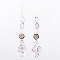 7.40 Ct Smoky Quartz, Amethyst 925 Sterling Silver Earrings