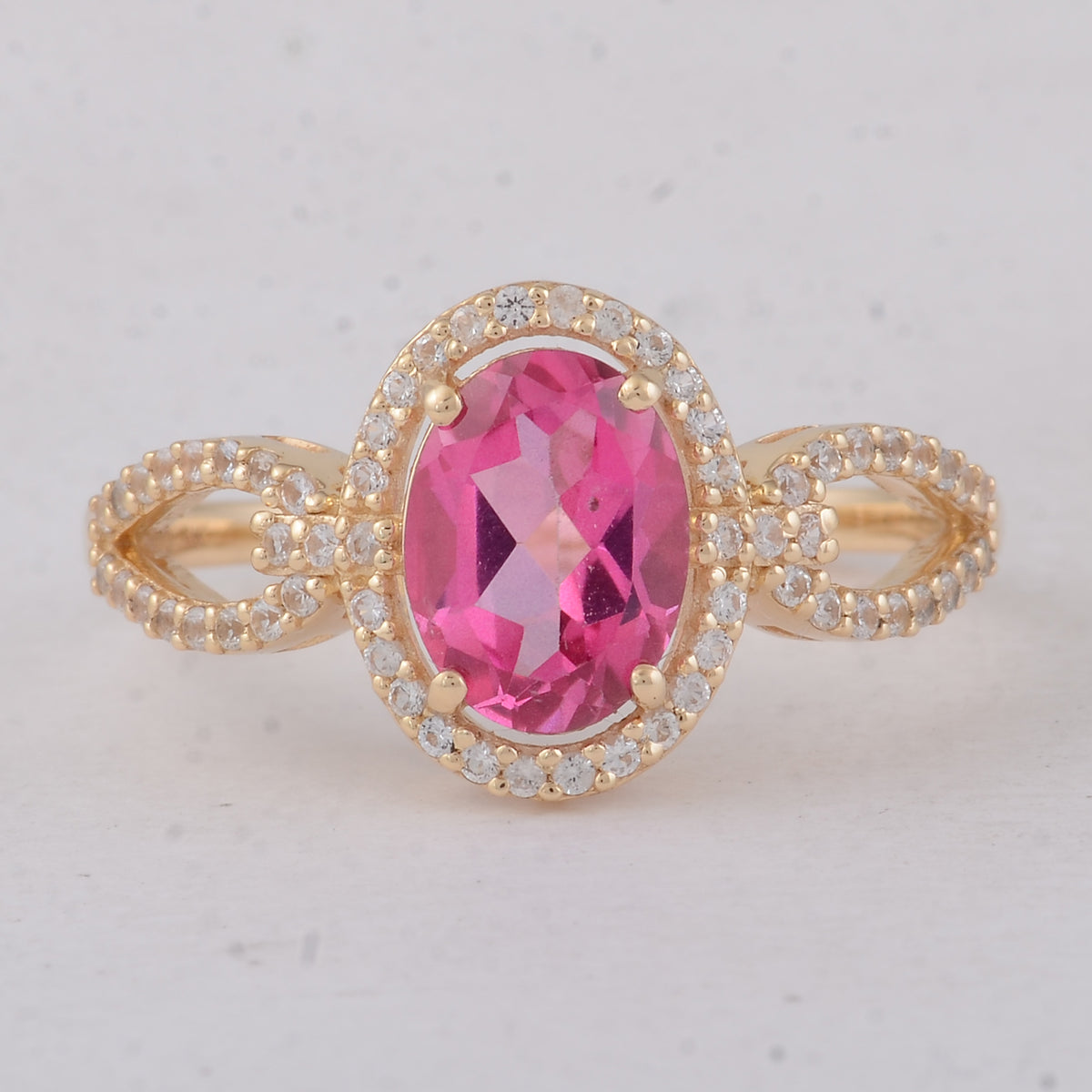 1.65 Ct Oval Pink Topaz 9K Gold Ring