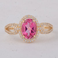 1.65 Ct Oval Pink Topaz 9K Gold Ring