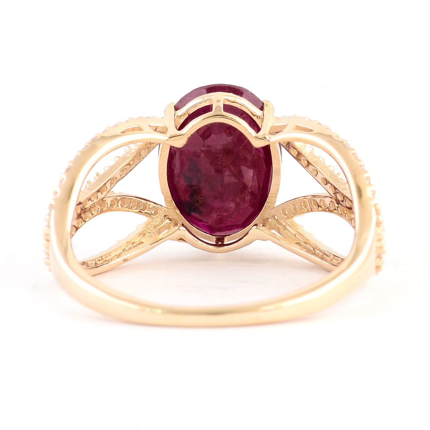 3.16 Ct Oval Mixed Cut Natural Corundum Ruby 14K Gold Ring
