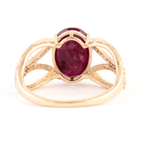 3.16 Ct Oval Mixed Cut Natural Corundum Ruby 14K Gold Ring