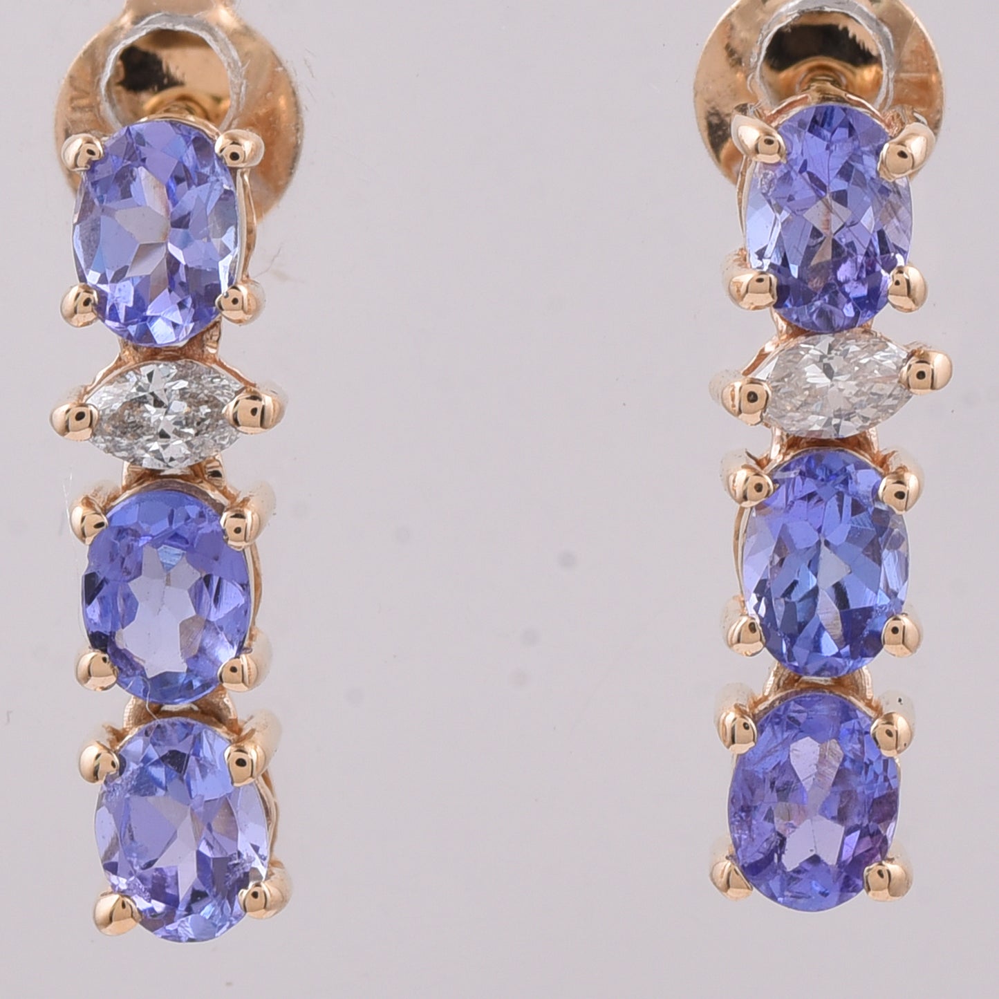 1.13 Ct Oval Natural Tanzanite 14K Gold Earrings