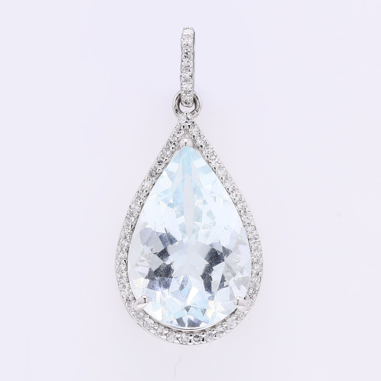 5.43 Ct Pear Mixed Cut Natural Aquamarine 950 Platinum Pendant