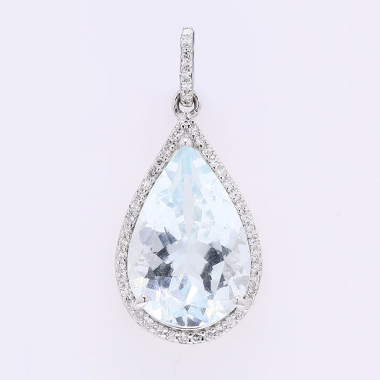 5.43 Ct Pear Mixed Cut Natural Aquamarine 950 Platinum Pendant