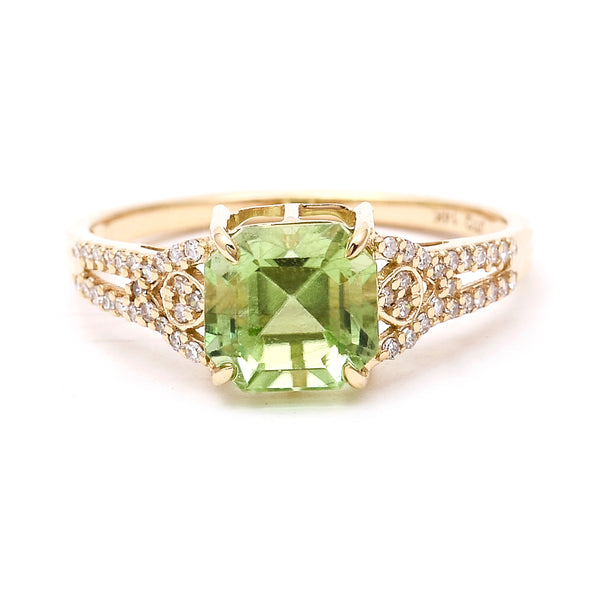 2.41 Ct Octagon Natural Eridot 14K Gold Ring