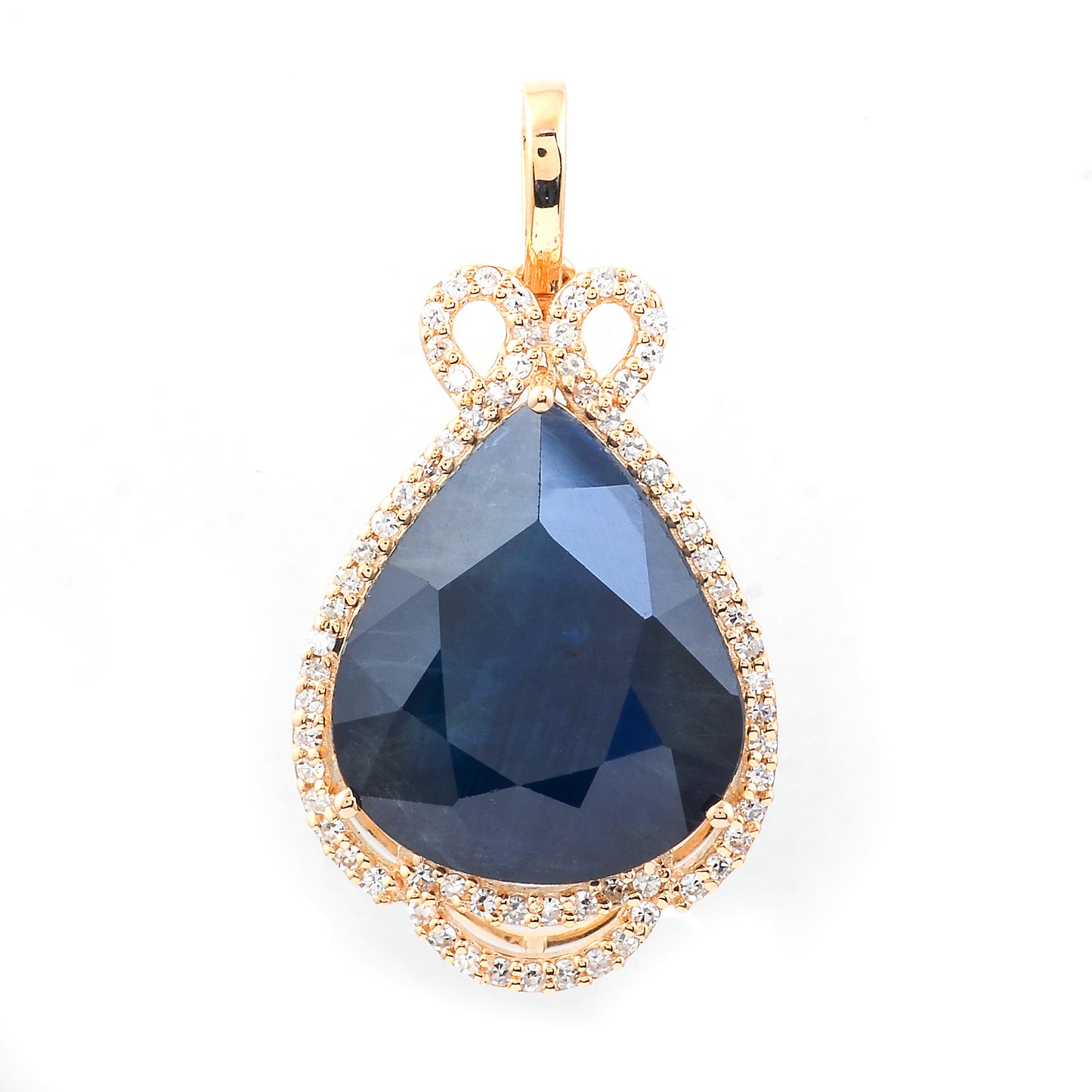 9.85 Ct Pear Mixed Cut Natural Sapphire 14K Gold Pendant