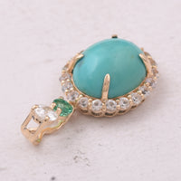 4.24 Ct Oval Turquoise 9K Gold Pendant