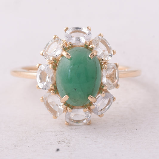 3.46 Ct Oval Emerald 9K Gold Ring