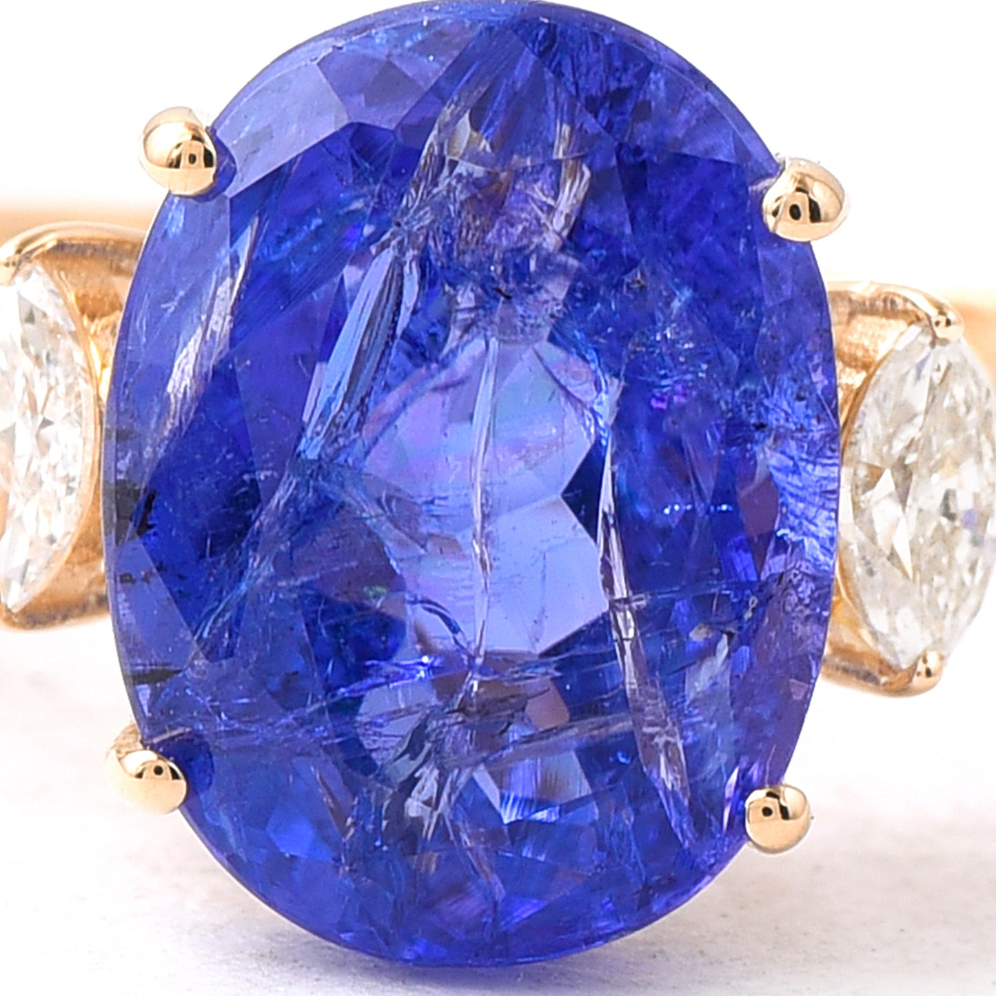 3.57 Ct Oval Tanzanite 14K Gold Ring