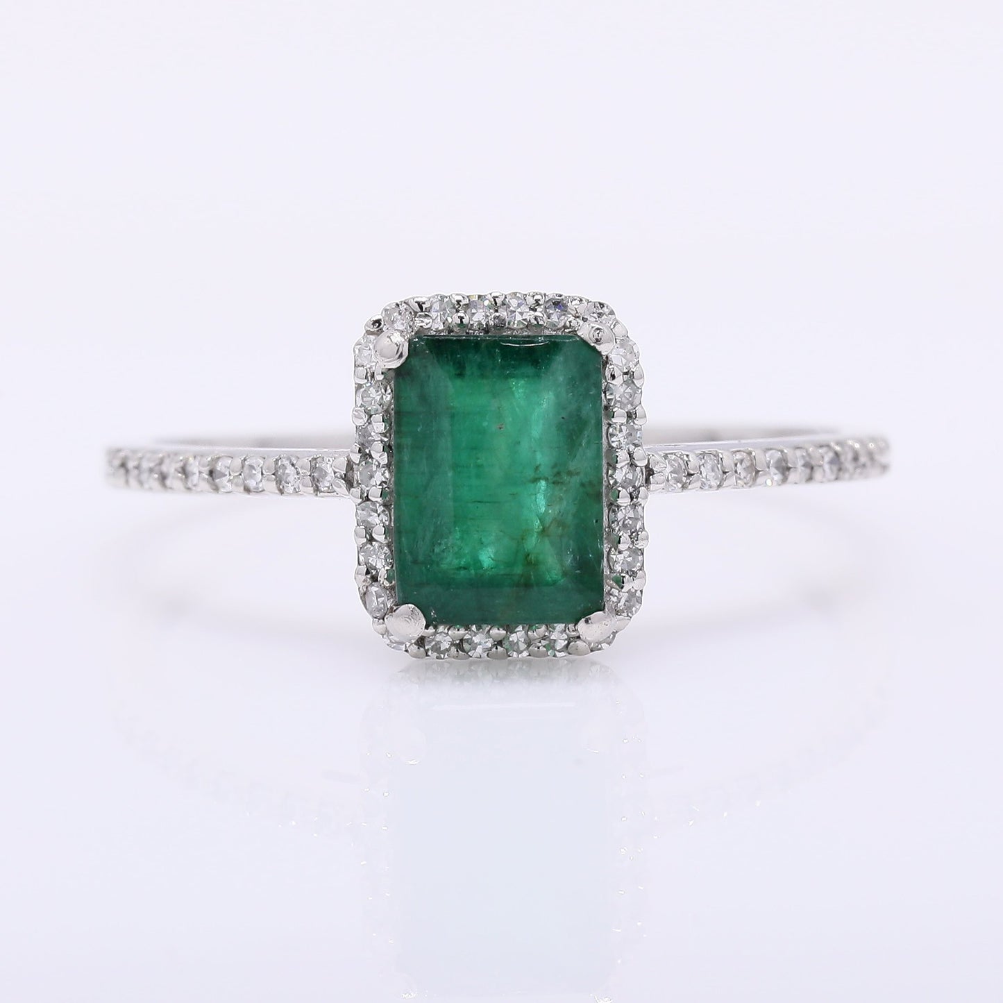 1.23 Ct Octagon Step Cut Natural Emerald 950 Platinum Ring