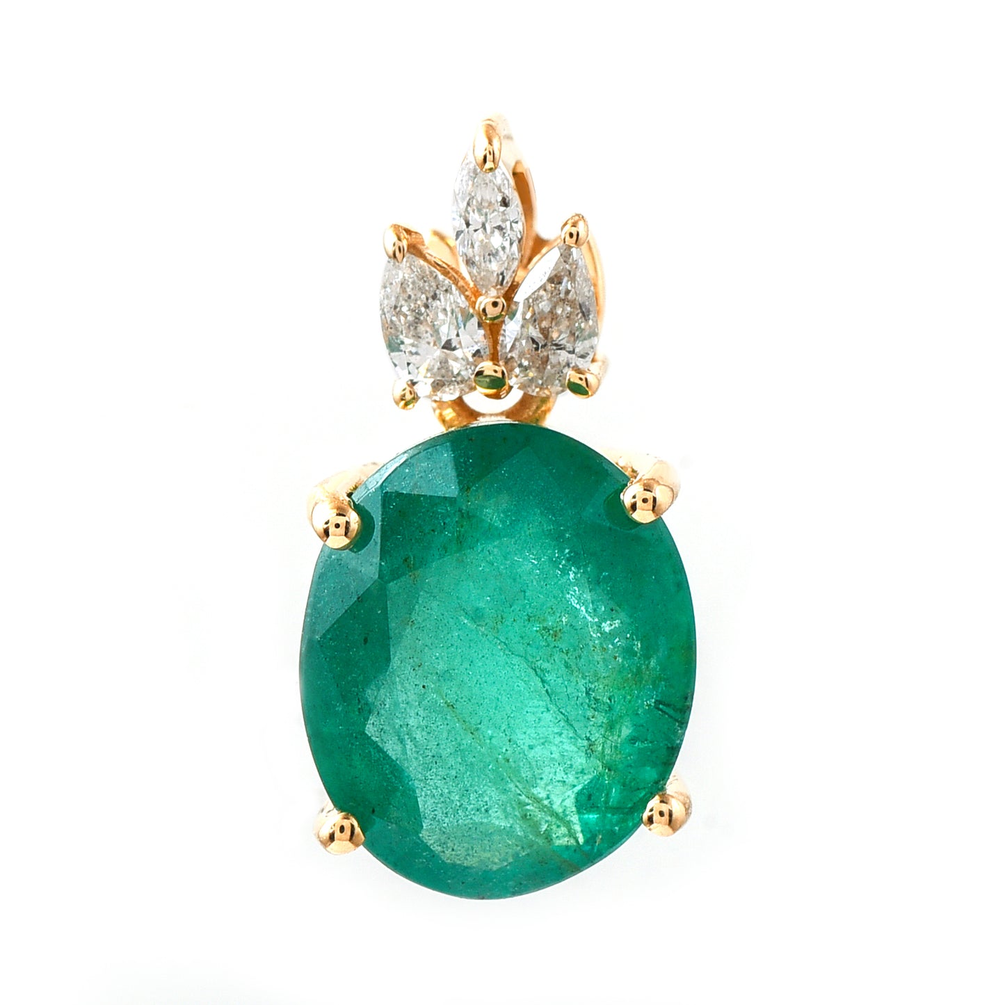 2.70 Ct Oval Emerald 14K Gold Pendant