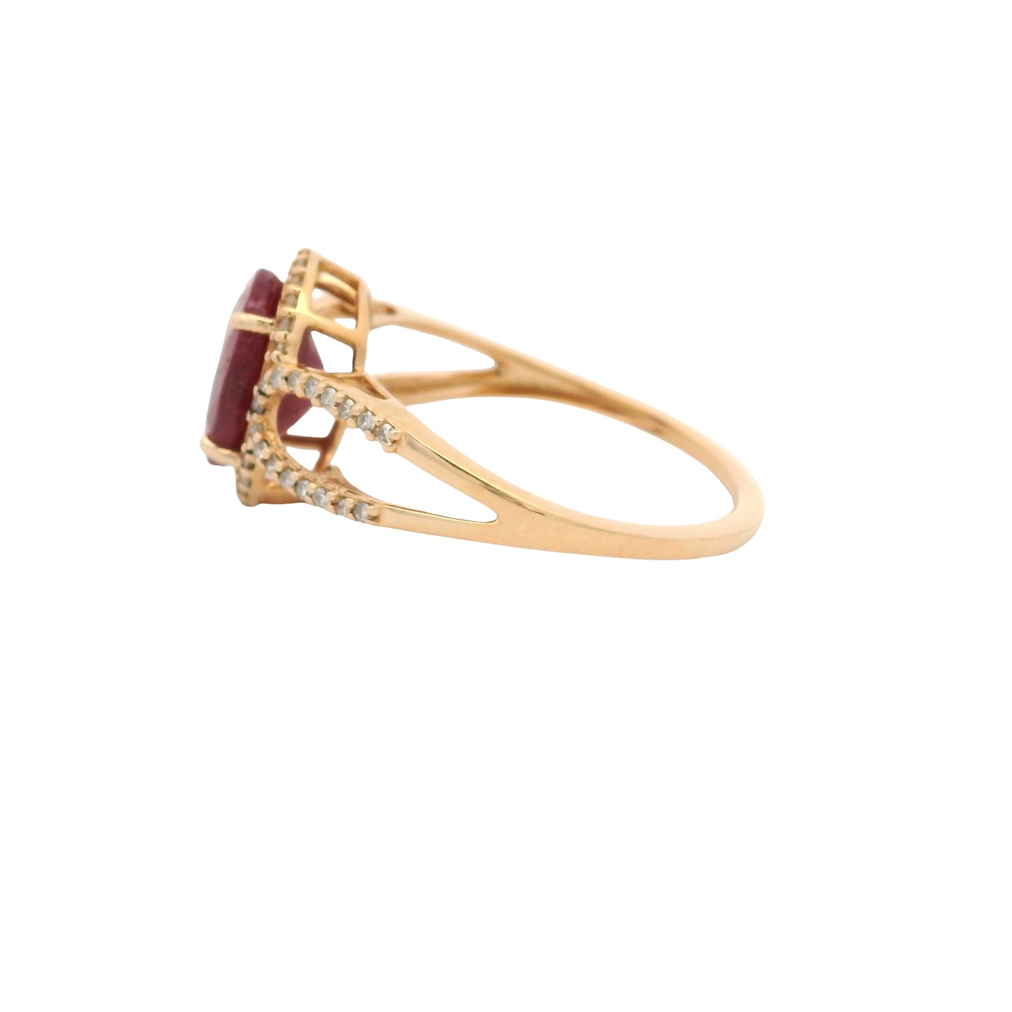2.48 Ct Oval Mixed Cut Natural Corundum Ruby 14K Gold Ring