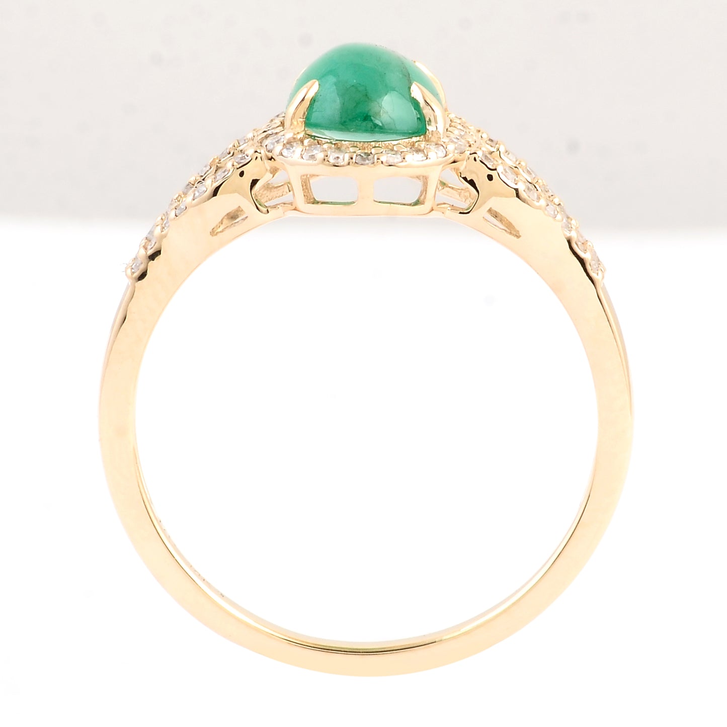 1.30 Ct Oval Cabochon Natural Beryl Emerald 14K Gold Ring