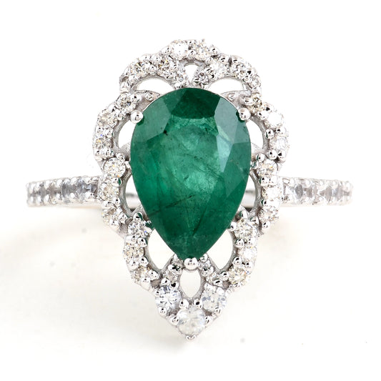 3.39 Carat Natural Beryl Emerald 14K Gold Ring