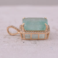 6.36 Ct Octagon Step Cut Natural Emerald 14K Gold Pendant