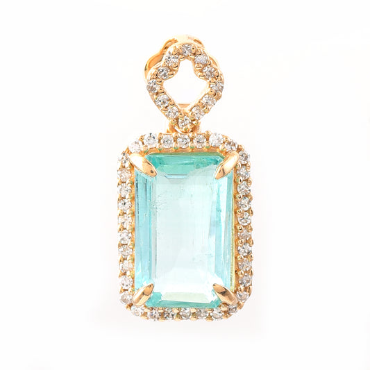 2.10 Ct Octagon Step Cut Natural Emerald 14K Gold Pendant