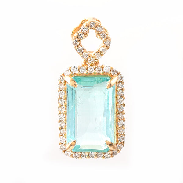 2.10 Ct Octagon Step Cut Natural Emerald 14K Gold Pendant