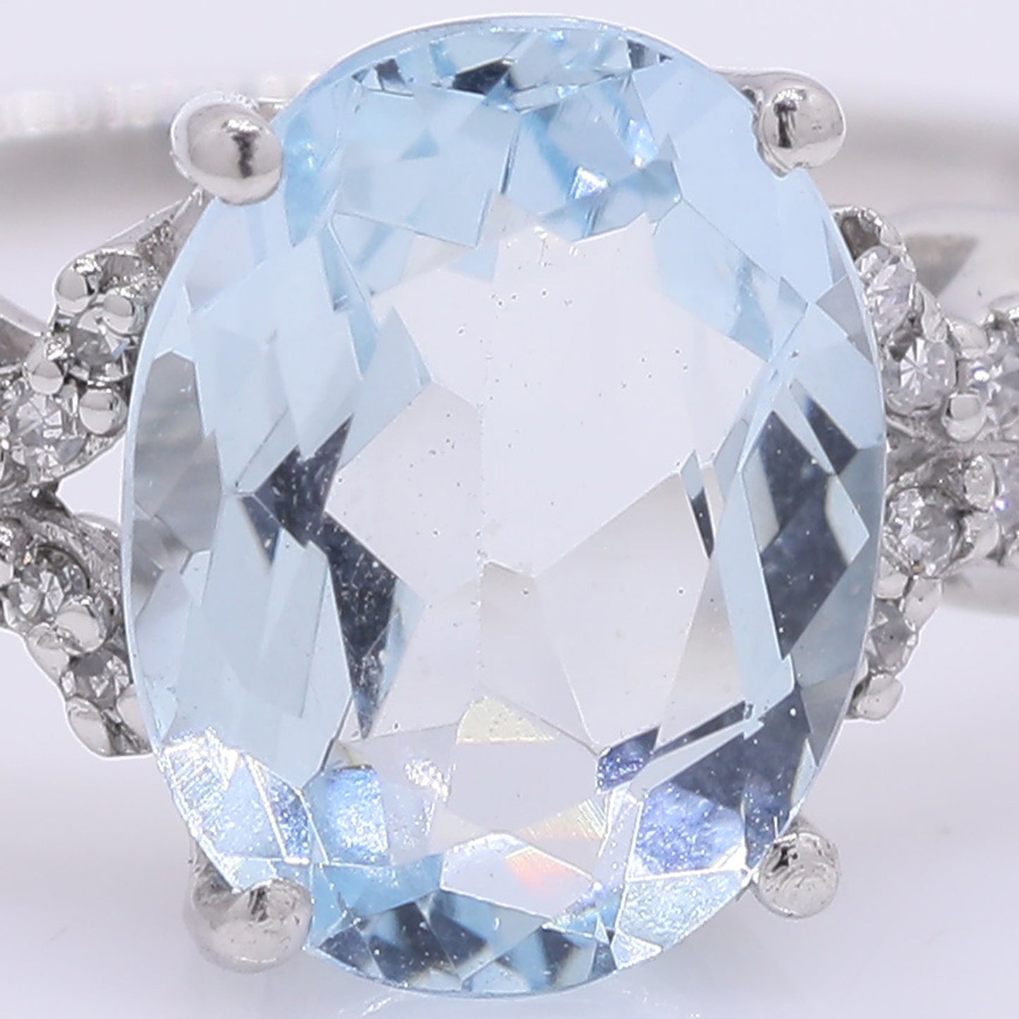 1.82 Ct Oval Mixed Cut Natural Aquamarine 950 Platinum Ring