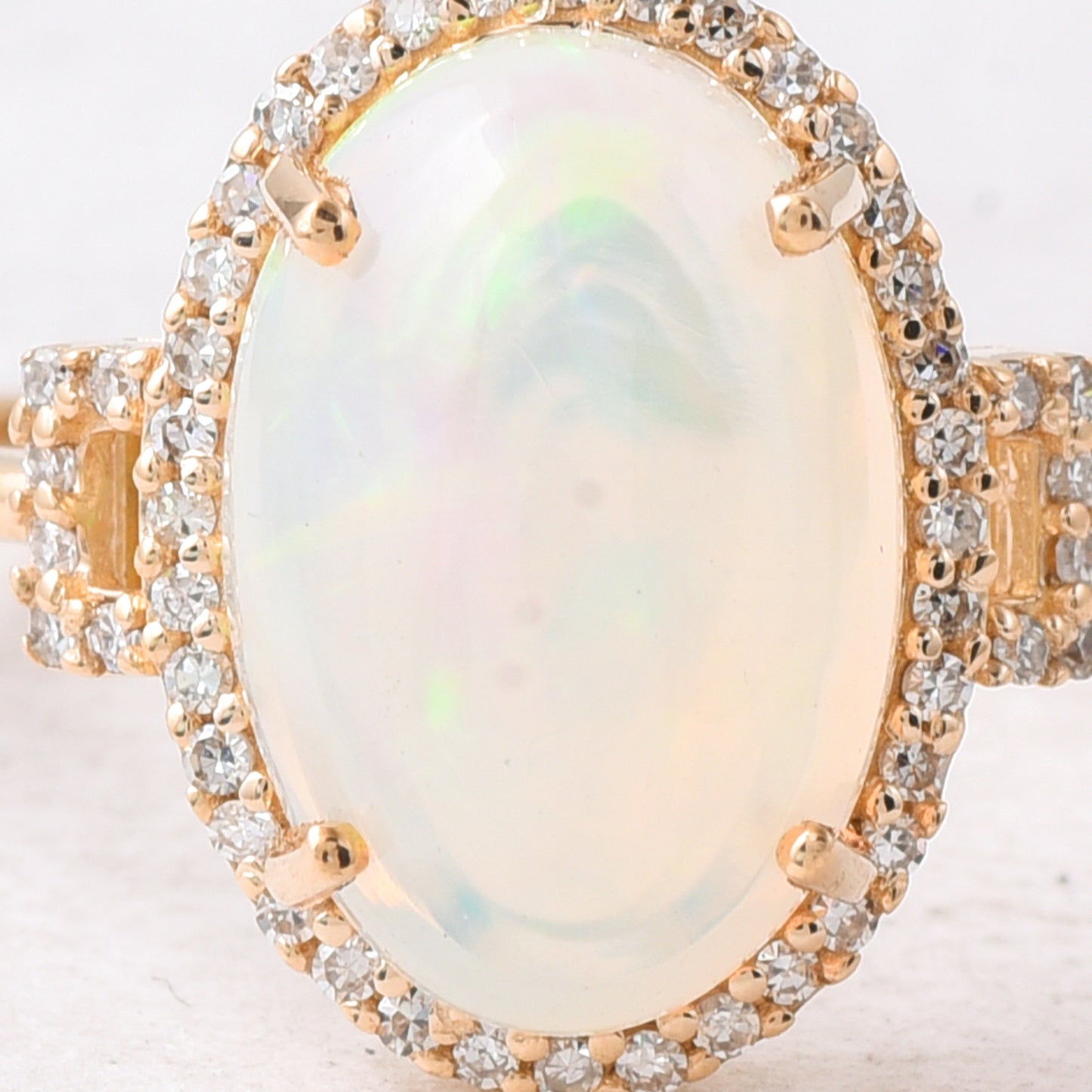 2.46 Ct Oval Cabochon Cut Natural Opal 14K Gold Ring